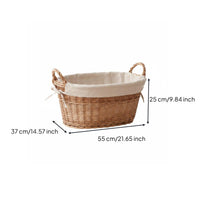 Storage Basket with Liner Ribbon Tied Woven Storage Basket Natural Fiber