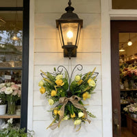 Artificial Flower Hanger Easy to Hang Iron Frame Flower Hanging Handmade Butterfly Shaped Wreath for Porch