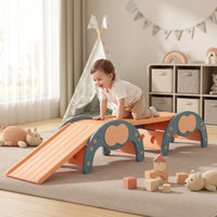 4 Pieces Indoor Climbing Arch with Slide Board Educational Climbing Arch with Mat Natural Climber with Ramp Active for Playroom