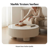 2 Pieces Round Nesting Table Set Creamy Aesthetic Drum Coffee Table Set Light Luxury design Minimalist Design for Small Spaces