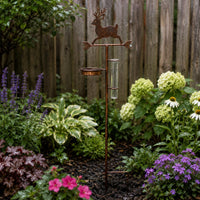 Rain Gauge Stake Iron Metal Deer Ornament Ground Insert