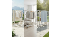Stainless Steel Clothes Drying Rack with Wheels Movable Mobile Clothes Rack with Shoe Shelf Heavy Duty Compact for Bedroom