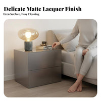 Handleless 2-Drawer Cabinet Coating Ed Finish Nightstand Minimalist Design