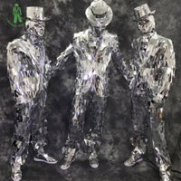 Mirror Man Costume Reflective Sequins Performance Suit for Dance Shows and Bar Performances Unisex