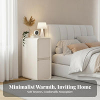 Narrow Nightstand with Drawer Sturdy Construction Bedside Table Rounded Corners