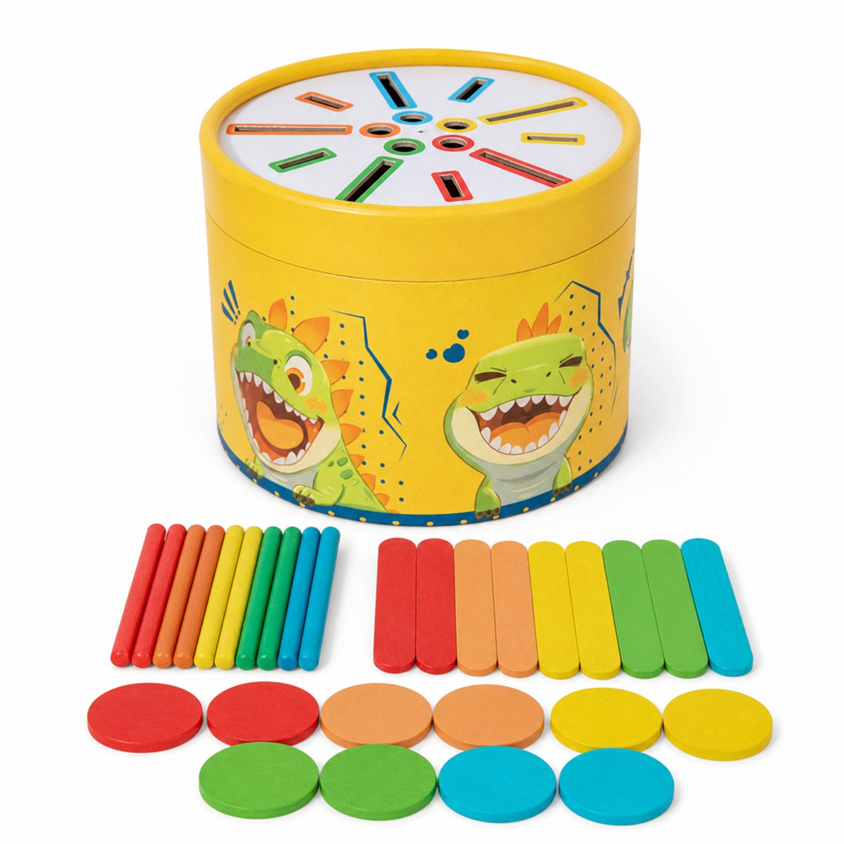 Cylindrical Color Sorting Container Hand-Eye Coordination Sorting Container with Lid Wooden Shape Sorter Educational for Toddlers, Preschoolers, Home, Classroom, Playroom