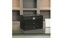 PU Leather Eyewear Storage Box Large Capacity Leather Eyewear Display Case 3-Tier Glasses Display Case Clear View Lid for Women