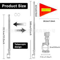 Motorcycle Flag Pole Bracket with Small Red Flag for Scooters and Three-Wheeled Vehicles