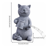 Cat Figurine with Watering Can Resin Ornament Textured for Flowerbed