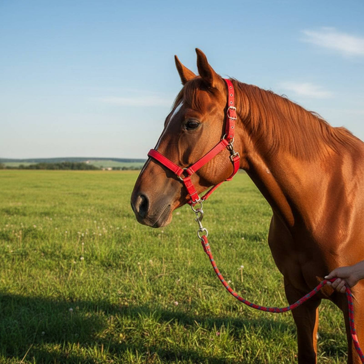 Horse Lead Halter Rust-Resistant Hardware Adjustable Nylon Horse Halter Reinforced Stitching Anti-Rubbing Design for Leading