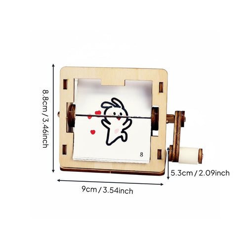 Hand Crank Animation Machine Creative Wooden Crank Model Interactive for Desk