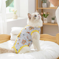Cat Recovery Suit Post-Surgery Clothing, Spay Neuter Suit for Felines, Post-Op Cat Wear with Four-Legged Design, Breathable Polyester Material