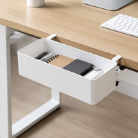 Adjustable Desk Organiser, Desktop Organiser for Pens Pencils Notebooks, Multipurpose Office Storage, 1-Layer Clamp-On Design