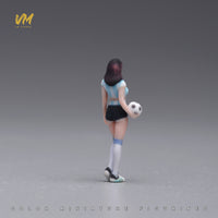 VM 1/64 Scale Soccer Baby Miniature Figure in Blue and White Striped Jersey Holding Football