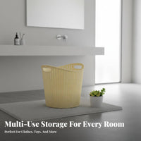 Lidded Wovenand design Basket Imitation Rattan Weave Laundry Hamper Large Capacity