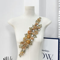 Heavy-Duty 3D Garment Accessory, Dress Box Decorative Beaded Rhinestone Lace Flower Fabric Patch
