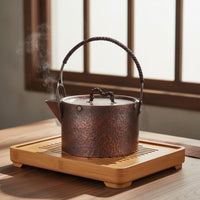 Thickened Wall Handmade Copper Teapot Extra Thick Handmade Pure Copper Kettle Coating-Uncoated Traditional Hammered Teapot Stable Base for Collectors, Home Decor