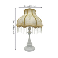 Fringe Table Lamp Scalloped Floral Table Lamp Light Fixture Vintage Romantic for Women, Bedroom, Vanity