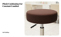 Padded Salon Work Stool Waterproof Upholstery Adjustable Swivel Stool with Wheels Heavy Duty Backless Rolling Chair for Beauticians, Artists, Workshop