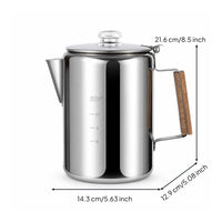 Coffee Pot with Strainer Stainless Steel Coffee Pot with Wooden Handle Heat-Resistant for Kitchen
