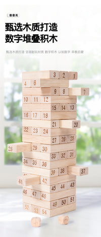 Wooden Stacking Blocks Game, Colorful Tower, Tabletop Game, Large Size