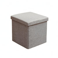 Foldable Storage Ottoman Padded Top Upholstered Storage Ottoman Space Saving