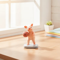 Resin Pig Figurine with Basketball Cute Pig Figurine Small Ornament Funny for Collectors
