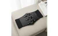 Triple-Loop Waist Belt Decorative Metal Rings Wide Corset Belt Fashion Style Waist  Trimmer