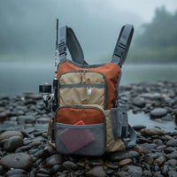 Adjustable Fishing Chest Pack Ventilated Chest Pack with Harness Lightweight Fishing Vest Bag Padded for Anglers, Fly Fishermen