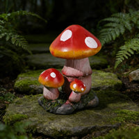 Toadstool Cluster Sculpture Whimsical Design Red Toadstool Garden Statue