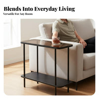 Narrow Side Table Long-Lasting Metal Frame Slim Sofa Table Nightstand Easy Assembly Adjustable Feet for Small Areas, Bedroom