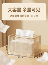 Spring-Lift Transparent Tissue Box with Lid, Light Luxury Desktop Storage, Dustproof
