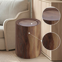Wood Grain Trash Can Sturdy Cylindrical Trash Can Compact for Office