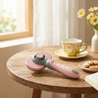 Gentle Pet Brush with Self-Cleaning Button Safe Slicker Brush with Safeguarding Tips Handheld Long-Lasting for Shedding Season