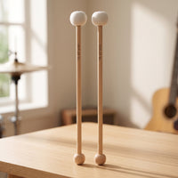 2 Pieces Soft doubleEnded Mallet Long-Lasting Percussion Mallet with Wooden Handle Lightweight Drum Stick with Felt Head Even for Drummers, Performance, Rehearsal