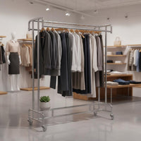 Mobile Double Bar Garment Rack Heavy Duty Double Rail Rolling Clothes Rack Store Fixture for Boutique