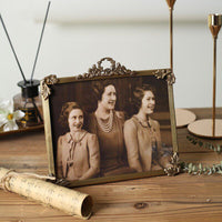 Vintage Brass Photo Frame with Landscape Design