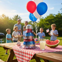 Lightweight Red White Blue Tinsel Hat Single Size Fits Most Independence Day Party Hat Comfortable Fit for Children, Parades, Parties