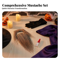 Traditional Appearance Long pale Stage Beard and Eyebrows Performance Quality Character Disguise Kit stick-on Theatrical prop genuineistic Look for lyric theater actors, Halloween aficionados, Cosplayers, Cosplay events, medieval Fairs