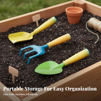 3 Pieces Kids Gardening Tools Child-Sized Kids' Garden Tool Set Metal Miniature Gardening Tool Set for Young Children, Girls, Backyard, Sandbox