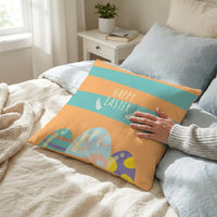 Easter Egg Pillow Cover Happy Easter Pillowcase Spring Home Decor Zipper Decorative Pillowcase for Holiday, Car, Bedroom, Office