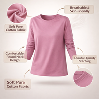 Womens Tops Long Sleeve T Shirts for in Loose Fit, Ladies Made from 95% Material for Ventilated Comfort, Pullover for Everyday Wear