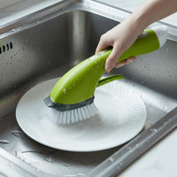 Soap Dispensing Dish Brush Non-Slip Grip Pan Scrubber with Soap Dispenser Easy to Refill Long Handle Pot Brush for Pots and Pans