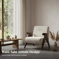 V-Leg Armchair Natural Imperfection Inspired Accent Chair Designer Design Retro Aesthetic for Homeowners, Readers, Bedroom