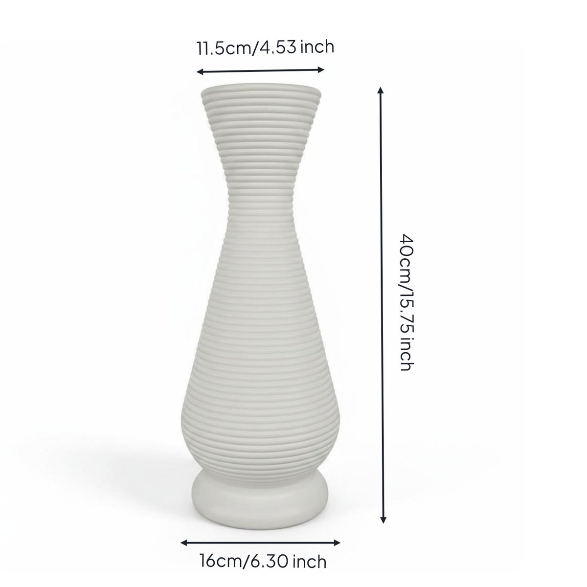Gourd Shaped Vase Nordic Design Tall Ribbed Vase Lightweight for Living Room