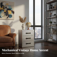 Bedside Drawer Cabinet Mechanical and Appearance Riveted Aeronautic End Table Vintage Look Multifunctional for Homeowners