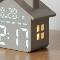 House Shaped Alarm Digital Timepiece Date and Day Display for Children