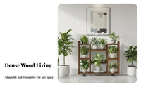 Tiered Flower Cart Slat Shelves Multi-Tier Rolling Stand Indoor & Outdoor Use