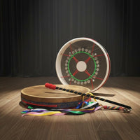 Chinese Shaman Drum Includes Drumstick Goatskin Ritual Drum Handmade for Spiritual Practitioners, Folk Artists, Rituals, Ceremonies, Meditation