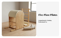 5 Pieces Pilates Reformer Ladder Barrel Chair Set Solid Wood Frame Pilates 5 Piece Set Professional-Grade for Beginners, Seniors, Home Gym, Stretching